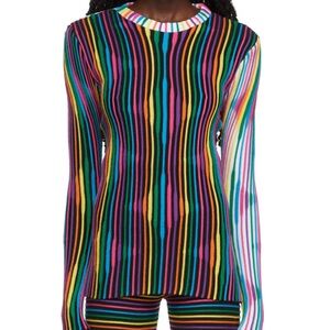 Multicolor Striped Crew Neck Sweater